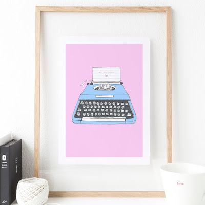 Well Hello Gorgeous retro typewriter print wall art | PhotoFairytales