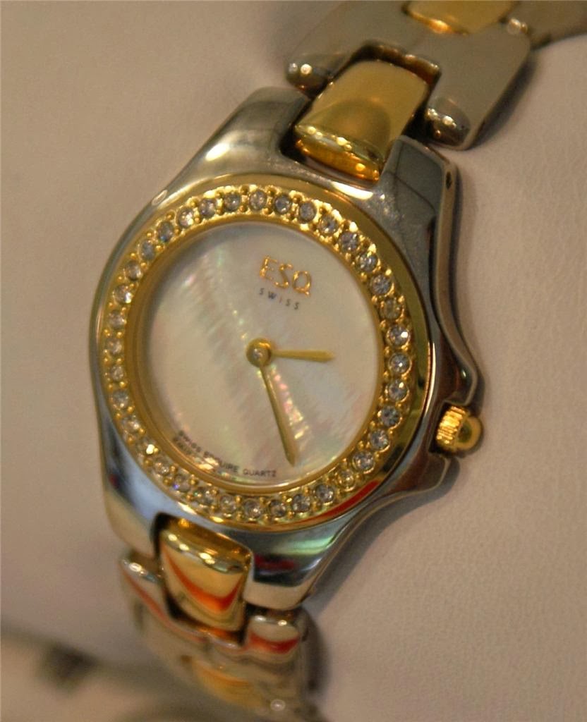 SWISS ESQ ESQUIRE LADIES WATCH MOTHER OF PEARL SURROUNDED IN DIAMONDS