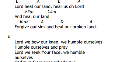 The Psalms of Praise: HEAL OUR LAND lyrics and chords