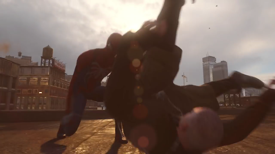 Spiderman slams a guy into solid concrete. DEAD!