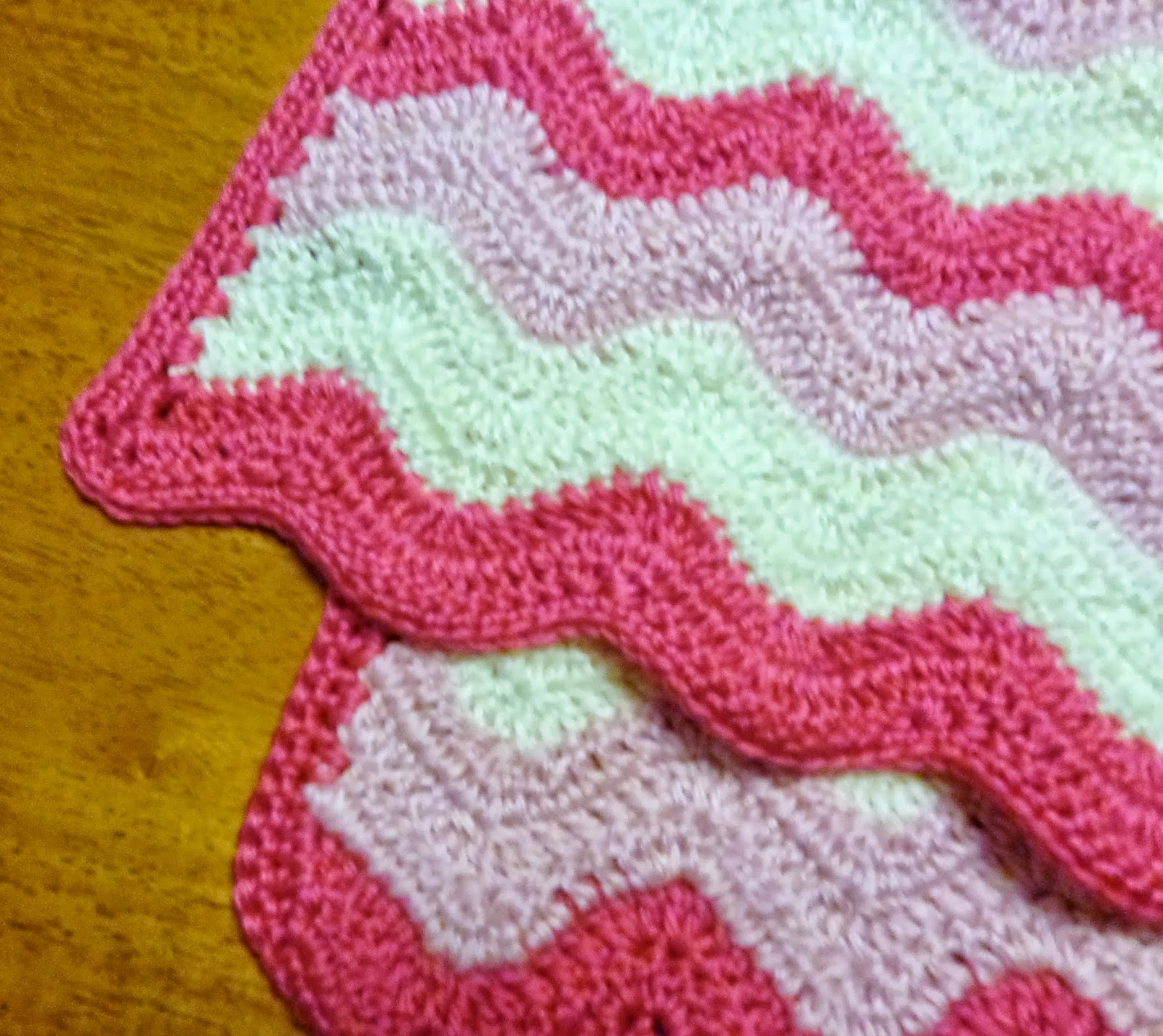 Hobby Hooker Cascading Pink Ripple Stitch Baby Blanket