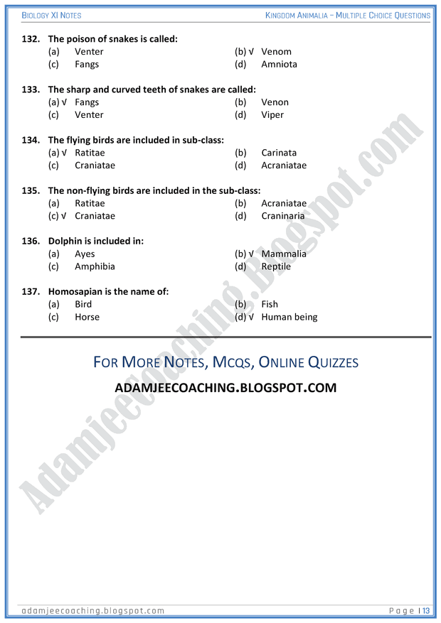 kingdom-animalia-mcqs-biology-11th