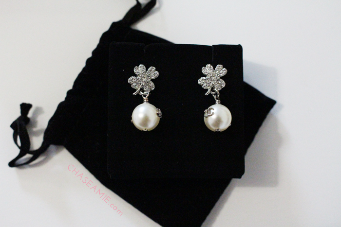 Chanel Pearl and Clover Drop Earrings - Chase Amie