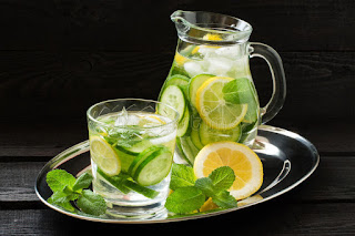Cucumber mint and lime water