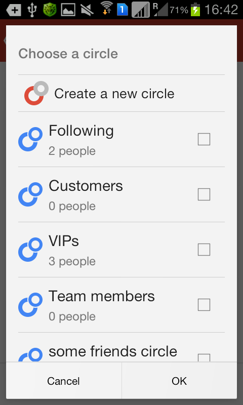 Image: Choose your G+ Circle to add people