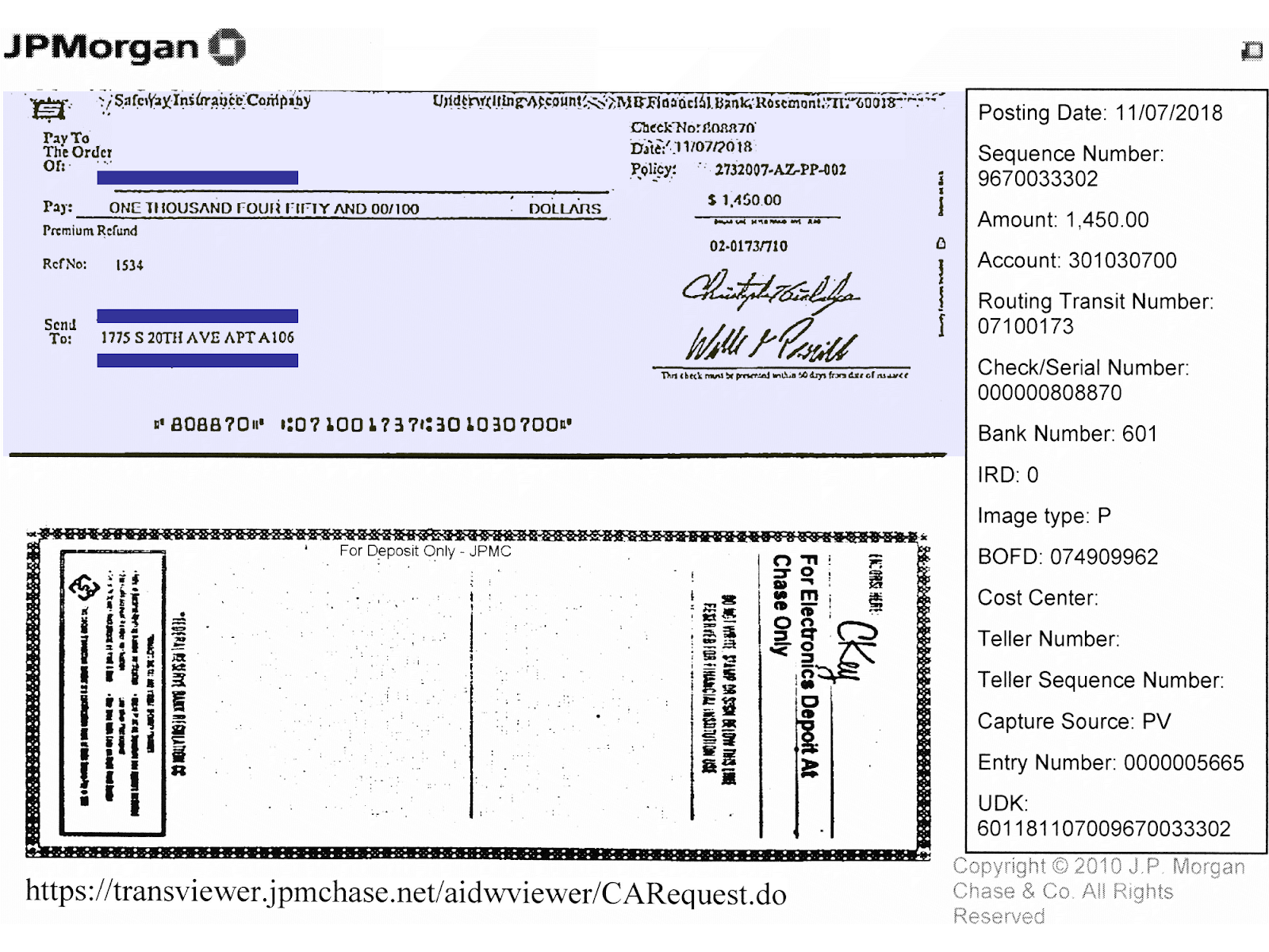 Chase Cashier Check Template