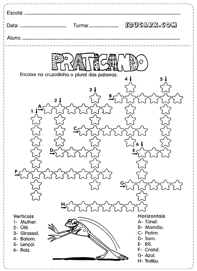 Educar X: Atividades singular e plural 3° ano