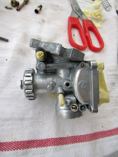 Masked and ready for some new satin black paint - 18 mm Teikei carburettor