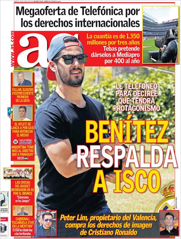 Real Madrid, AS: "Benítez respalda a Isco"