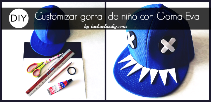 Tutorial diy paso a paso para customizar o decorar una gorra lisa de niño con goma eva en forma de tiburón ,idea diy para personalizar todo tipo de complementos.