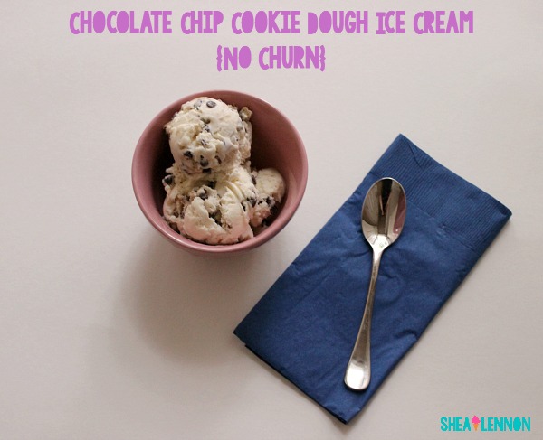Delicious, easy to make chocolate chip cookie dough ice cream. No ice cream maker required! 
