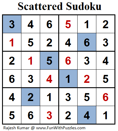 Scattered Sudoku (Mini Sudoku Series #90) Solution