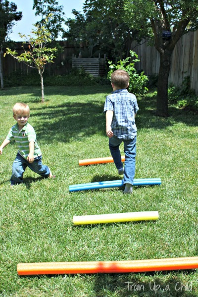 Pool Noodle Backyard Obstacle Course ~ Learn Play Imagine