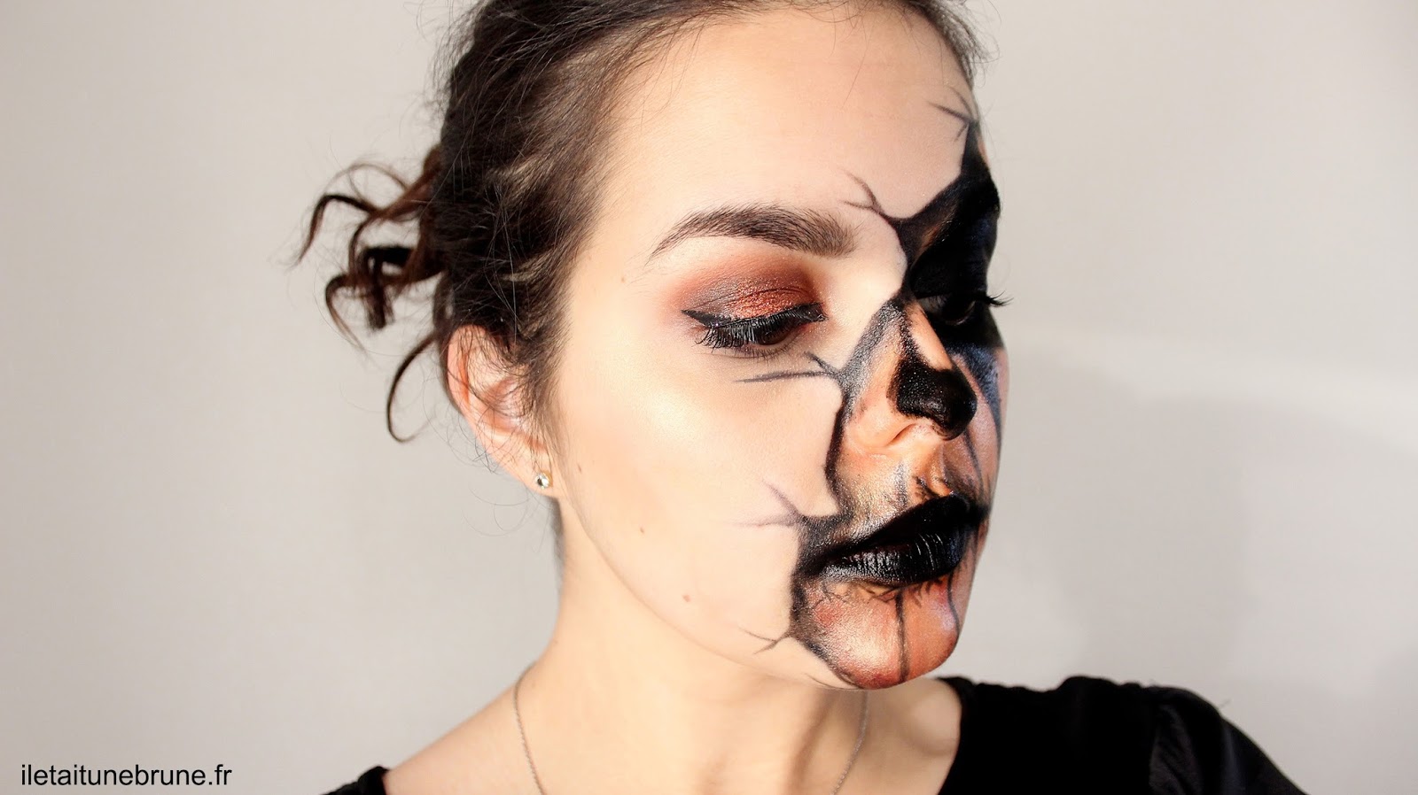 half pumpkin face makeup