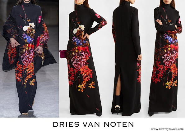Queen Mathilde wore DRIES VAN NOTEN Dolfi floral-print crepe maxi dress