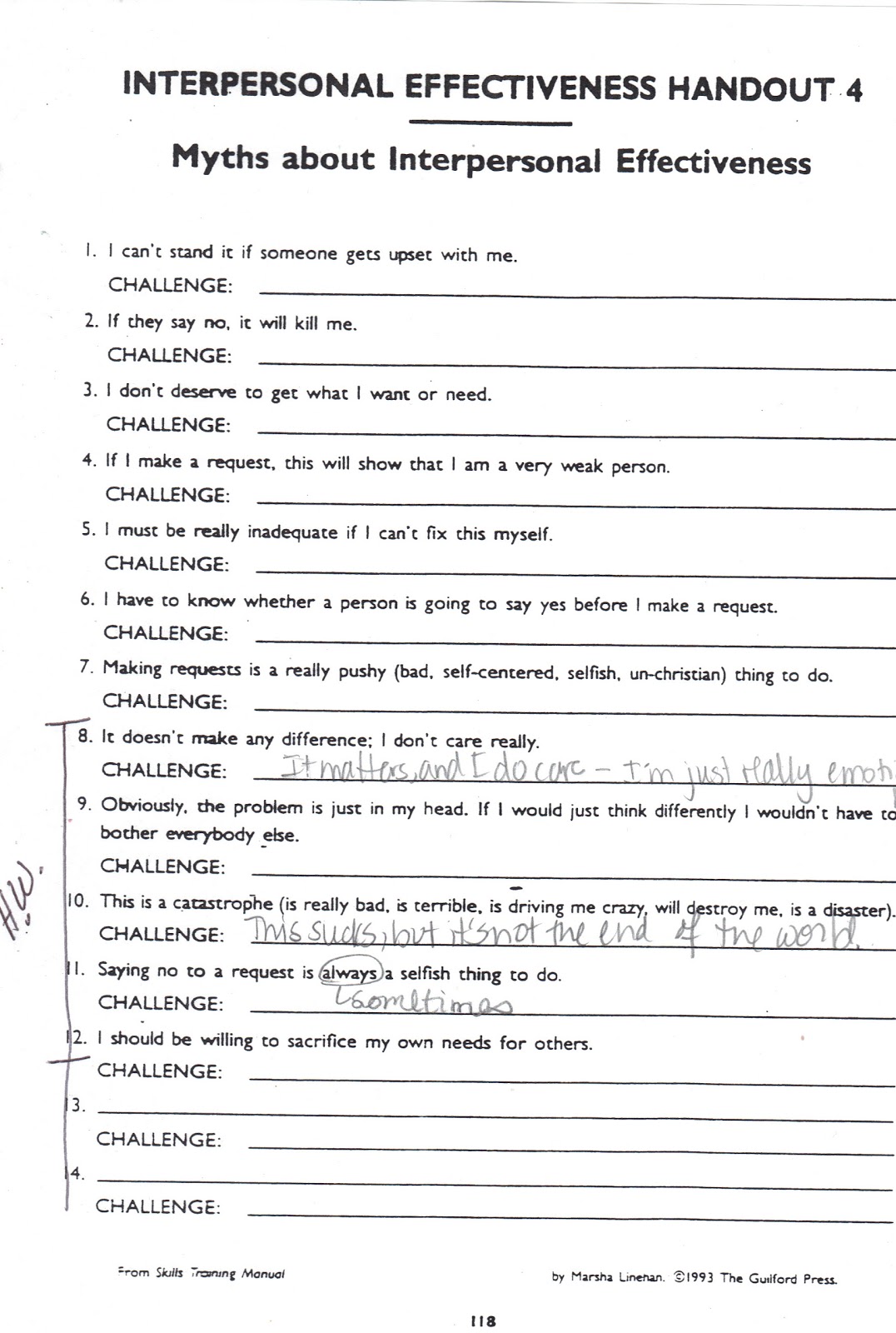 Borderline Personality Disorder Dbt Worksheets