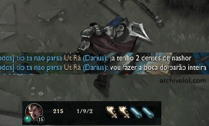 Darius solo baron level 3 Ta colecionando dente de Nashor mas essa lança aí é do Xin Zhao hein! Essa rixa entre Noxus e Demacia já está indo longe demais.