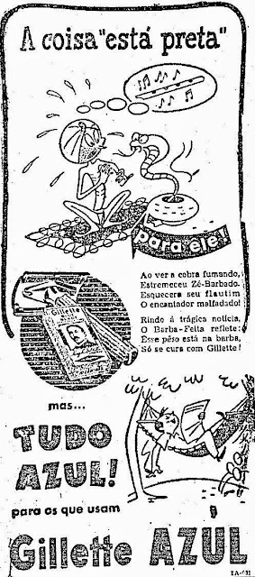 Propaganda da Gillette usando o termo popular "A coisa está preta" em 1951.