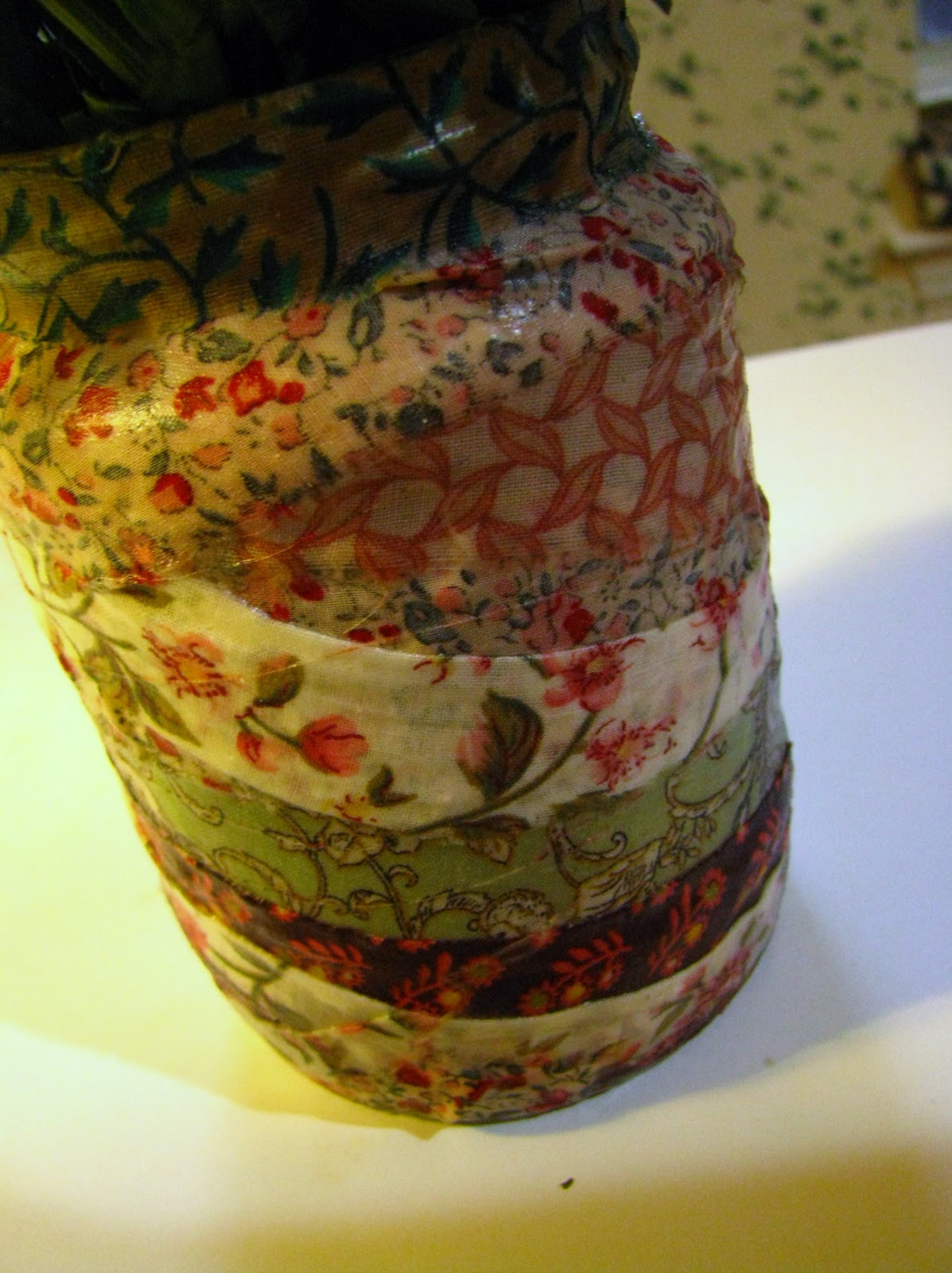 The Cannary Family Modge podge fabric "vase"