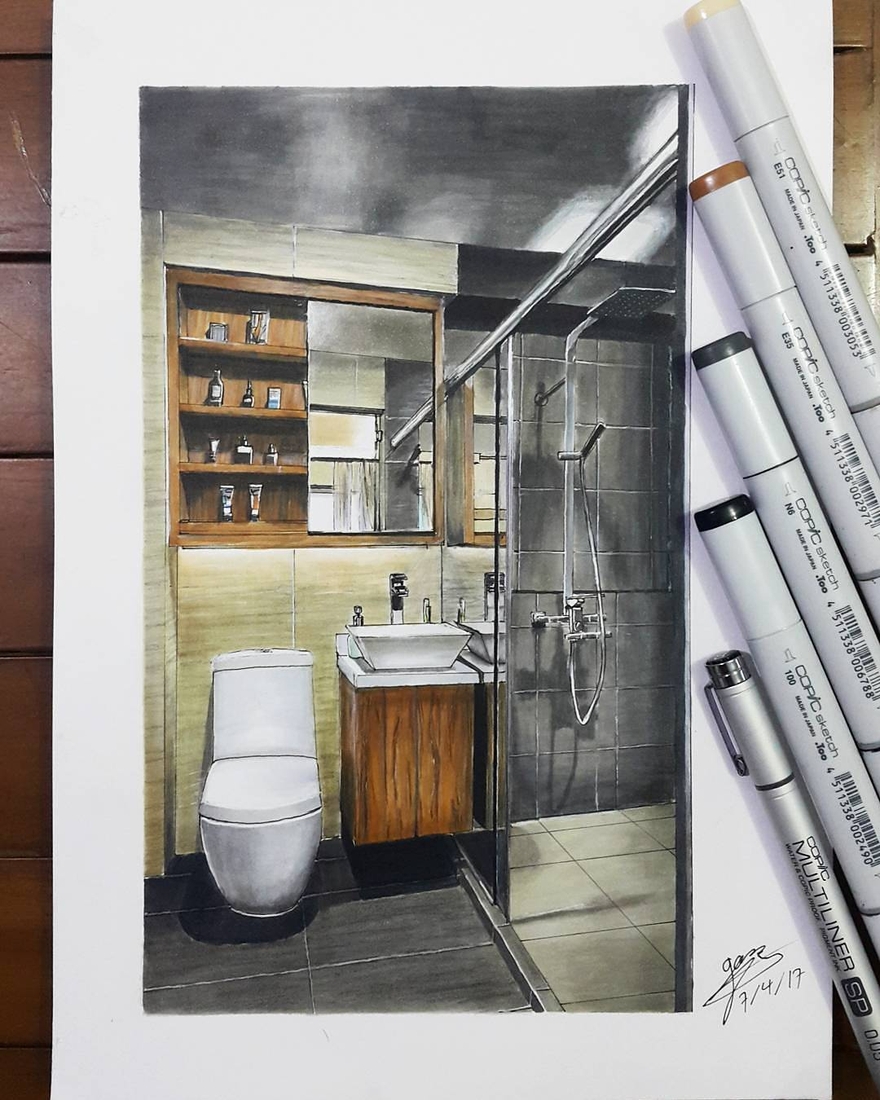 04-Minimalist-Bathroom-Glenn-Geraldi-Drawings-of-Architecture-and-Interior-Design-www-designstack-co