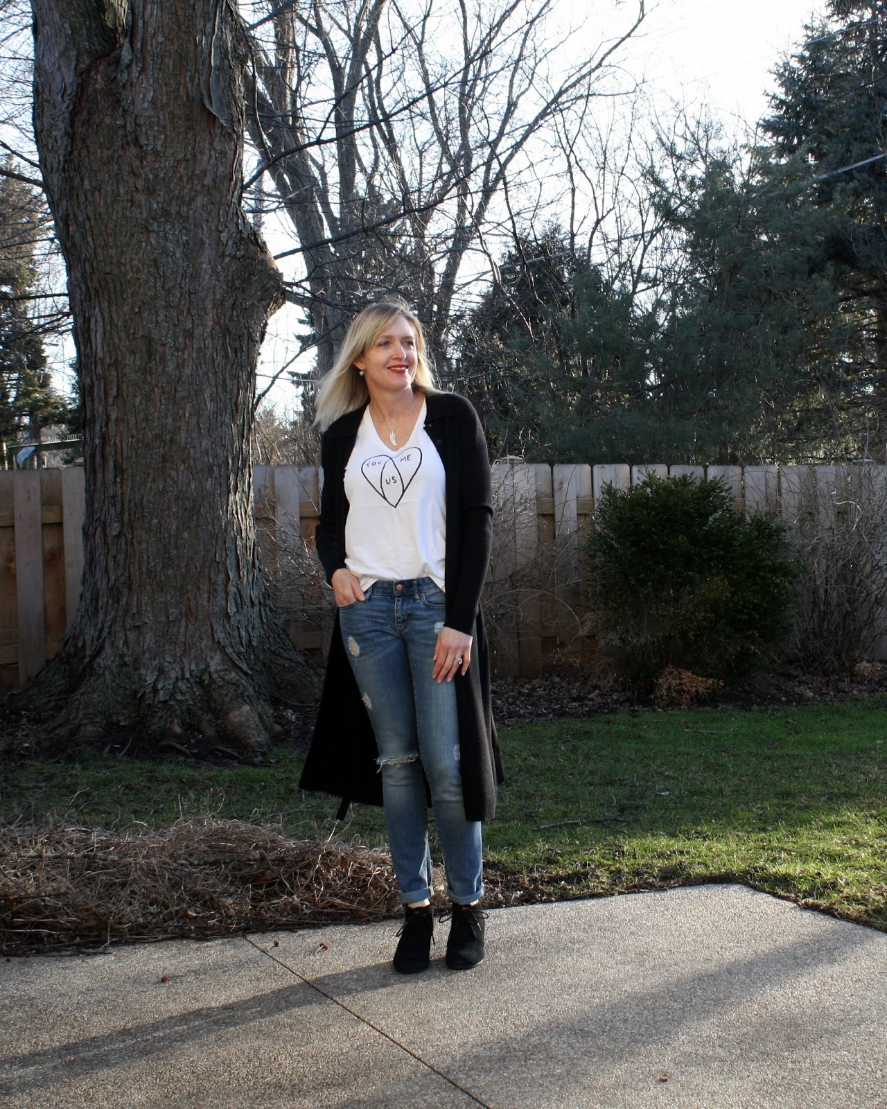 Transitioning Your Denim Skirt Through Fall with a Duster Cardigan