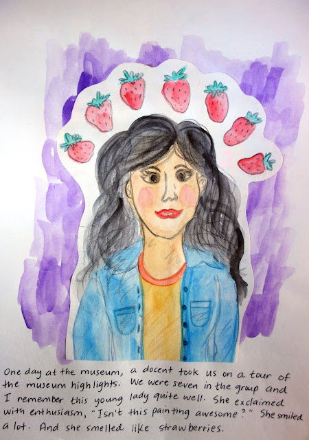 sketchbook, pages from my sketchbook, take home a face, everyday people, everyday stories, drawing, blah to TADA!, girl at the museum, Strawberry Girl