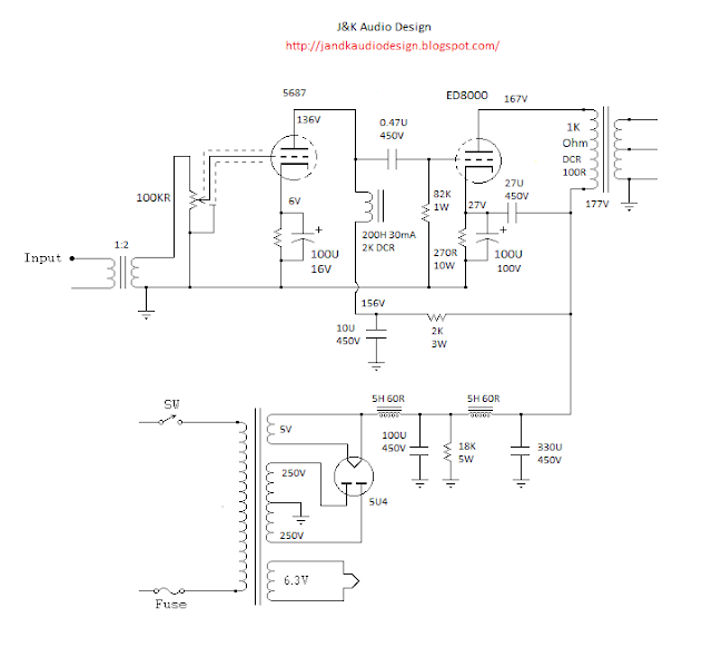 J&K Audio Design ED8000 tube amplifier schematic