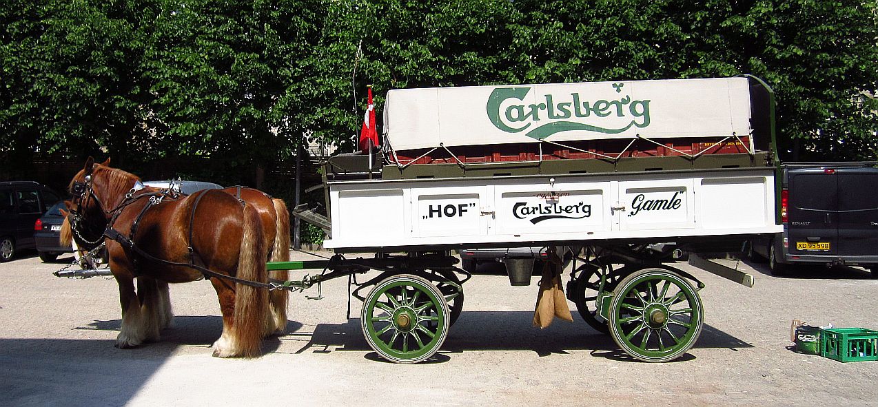 Sammenlignelig Giotto Dibondon på Valby og København, før og nu: Hestetrukne ølvogne