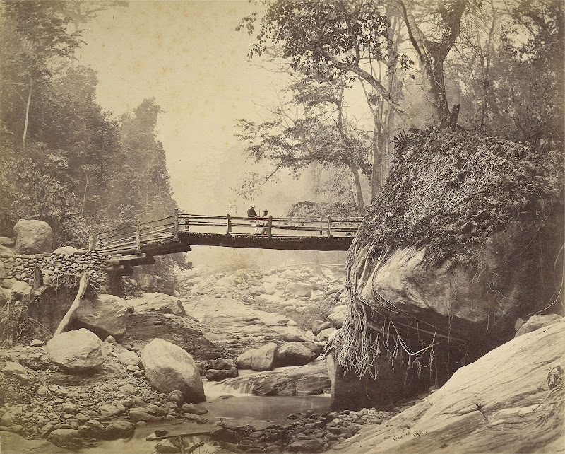 Picturesque Bridge over the Rungnoo below Ging - Darjeeling 1865