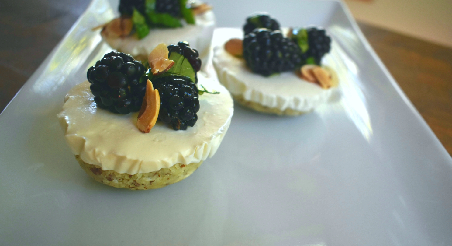 Mini Lemon Cheesecakes with BlackberryBasil Topping Chef Jen