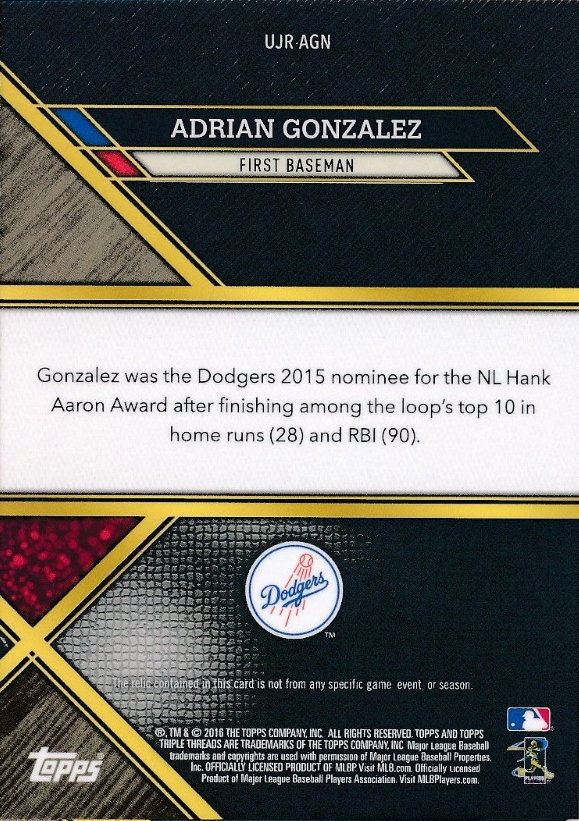 Dodgers Blue Heaven: 2016 Topps Triple Threads - The Dodgers Unity Cards