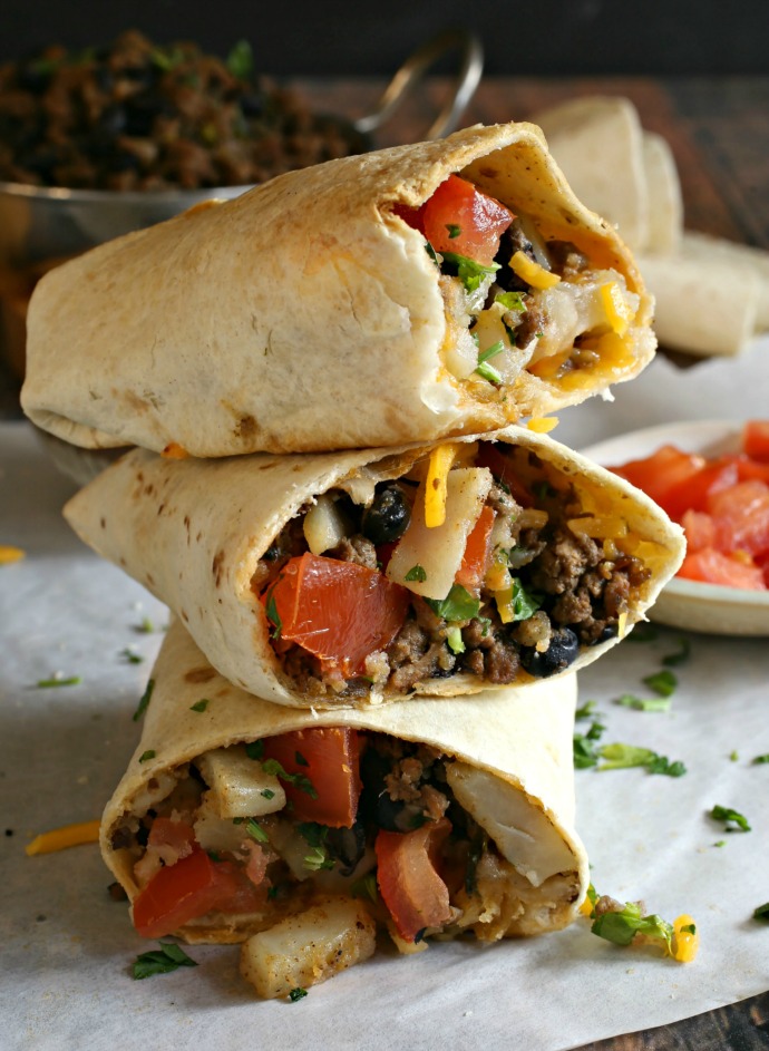Hungry Couple TexMex Potato and Beef Burritos