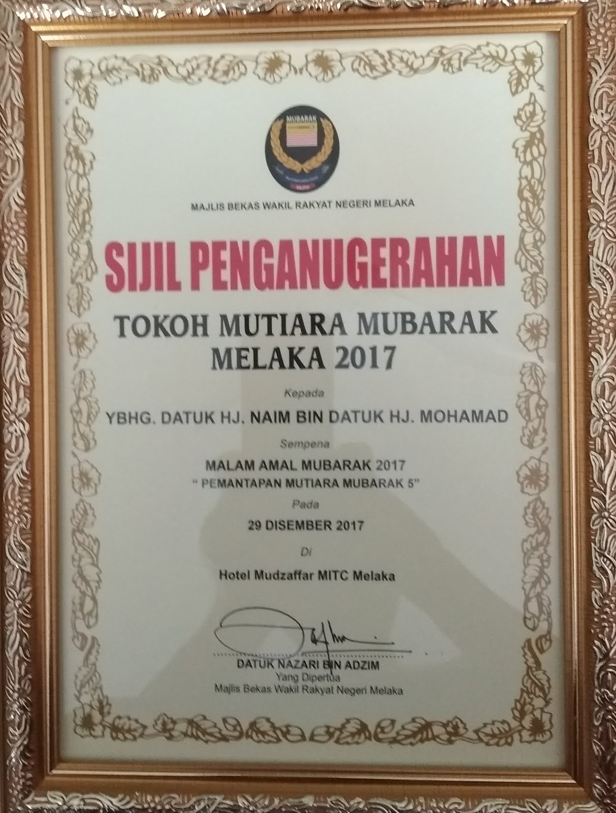 Tokoh Mutiara MUBARAK MELAKA