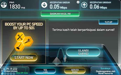 Speed Test SmarFren EVDU Reguler Speed Test SmarFren EVDU Reguler