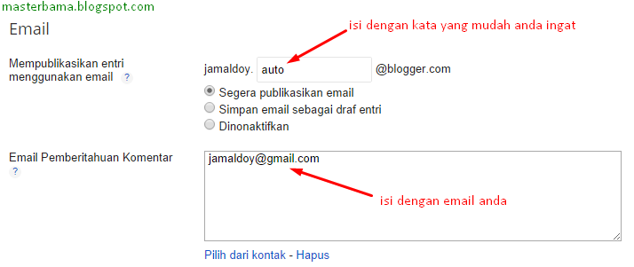 Setting Email di Blogger Setting Email di Blogger