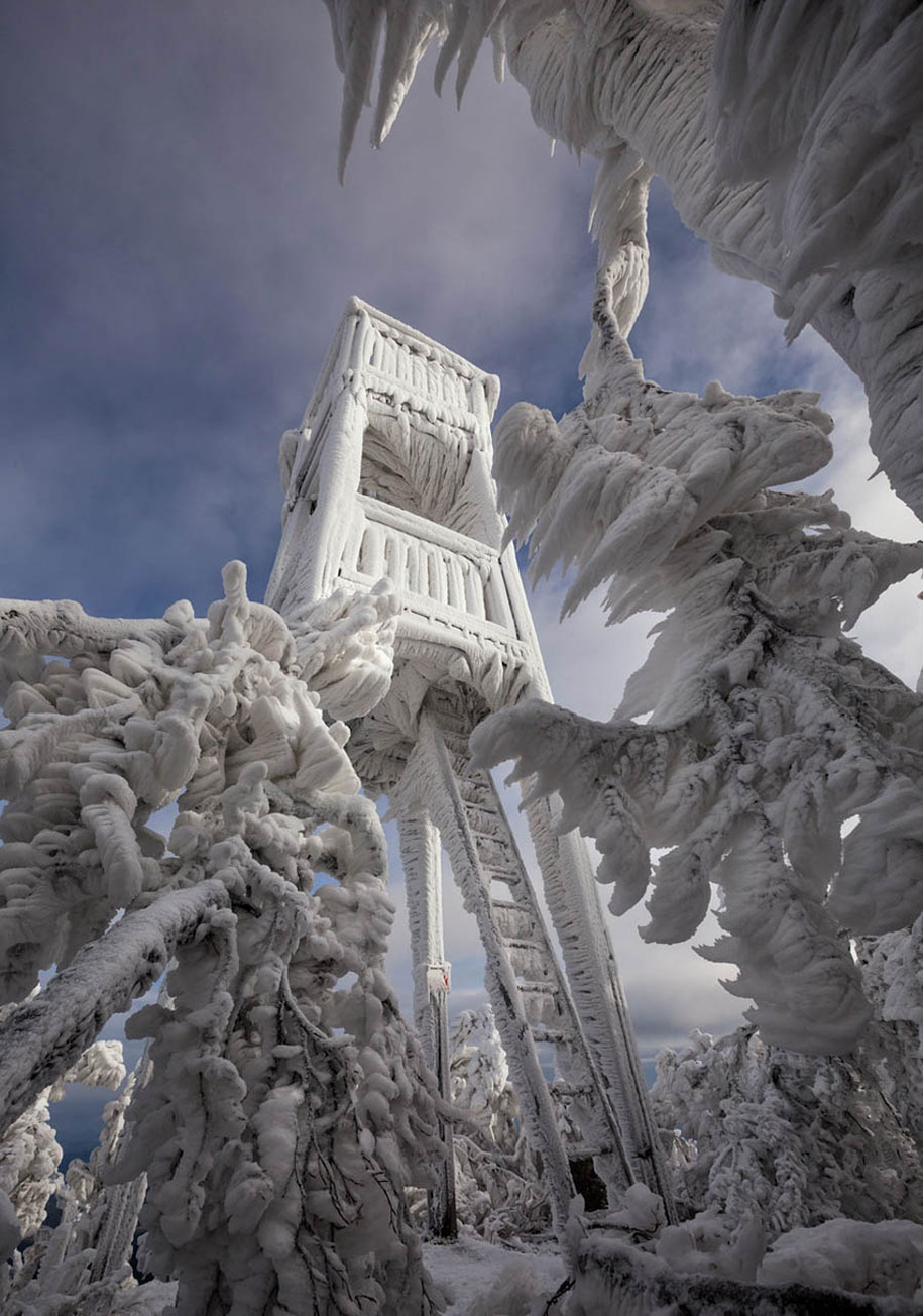 Ледяной шторм 2024. Marko Korosec. Ледяной шторм. Обледеневшие деревья. Ледяная башня.