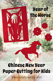Craftiments:  Chinese New Year paper cutting craft for kids, includes free printable patterns for year of the horse