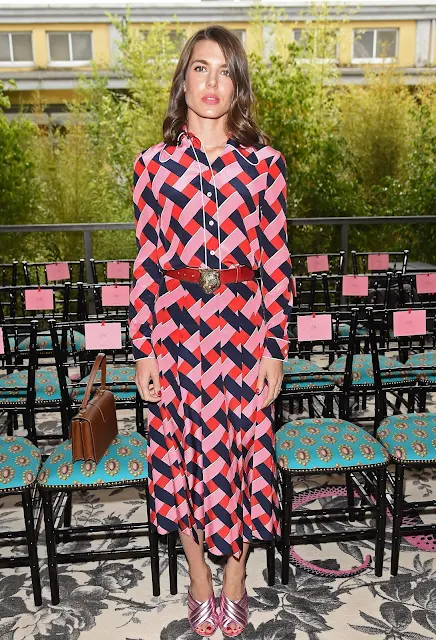 Charlotte Casiraghi and Salma Hayek attend the Gucci show during the Milan Fashion Week Spring/Summer 2016