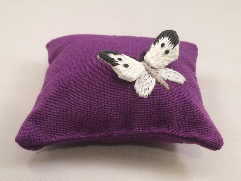 embroidered butterfly pincushion