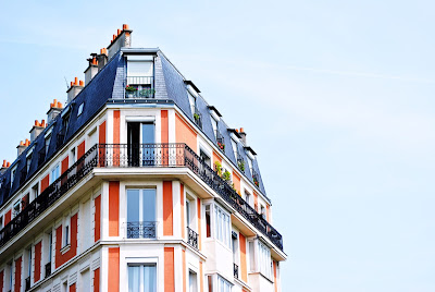 the top of a parisian style apartment building