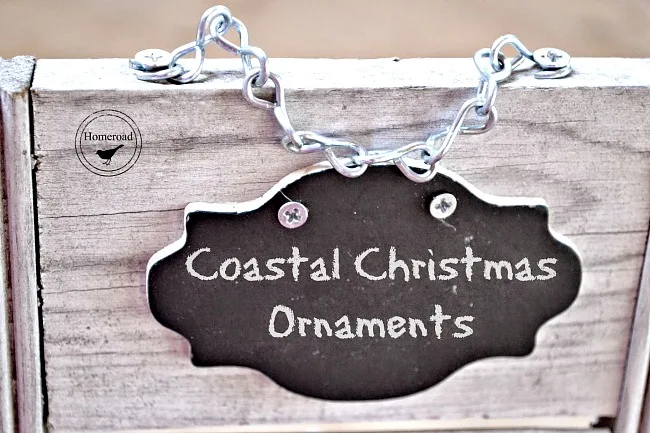 ornament display using an old shutter