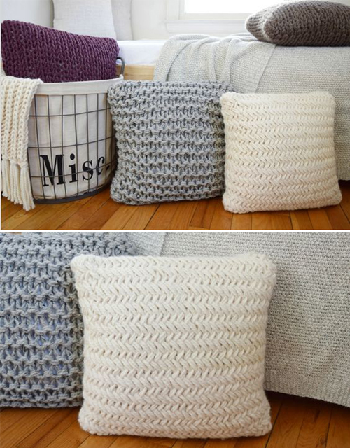 Amazing Knitting Chunky Throw Pillow Set Free Pattern