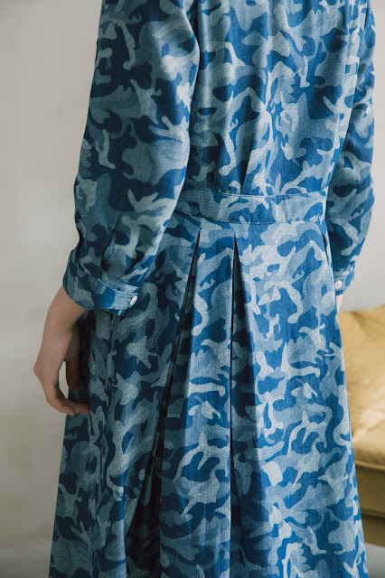 海洋鯨魚開襟七分袖洋裝