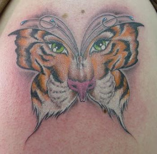 Butterfly Tattoo with Tiger Design - Hybrid Tattoos