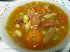 Ham and bean soup using a ham hock