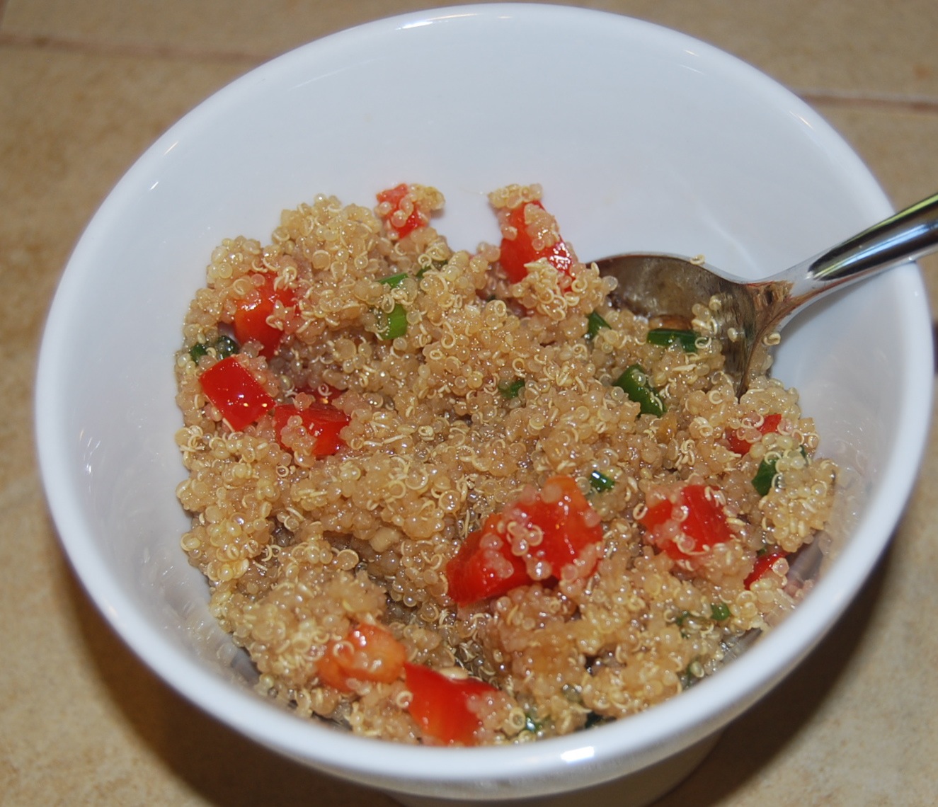 sleepless in Sandy Quinoa and red pepper salad with sesame and ginger