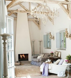 farmhouse decor french european decorating interiors inspire inspiration interior living elegance comfortable hello lovely room pale pretty rafters via simple