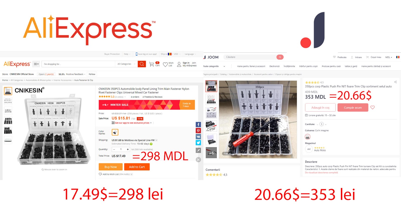 Piese auto de pe Joom sau Aliexpress în Moldova. Ce este mai bun Aliexpress sau Joom. Cum să cumpăr cu livrare în Moldova