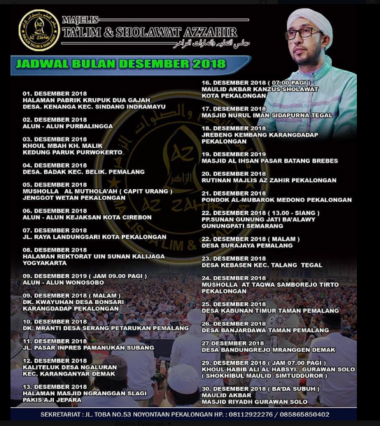 Jadwal Az Zahir Bulan Desember 2018 Terbaru Kangsoma Com