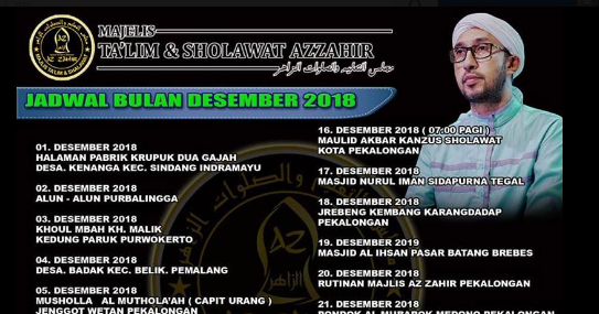 Jadwal Az Zahir Bulan Desember 2018 Terbaru Kangsoma Com